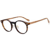 Freda Retro Round Wood Grain Leg Glasses Frame Round Frames Southood Leopard